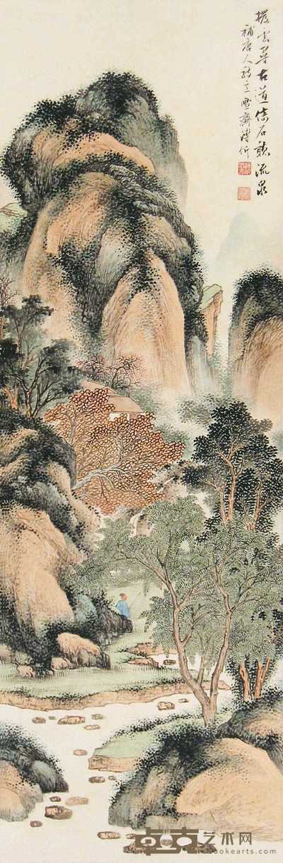 溥伒 山水 立轴 98×32cm